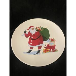 Threshold 7.5" Christmas Santa Stoneware Appetizer Plate Set Of 4 Holiday